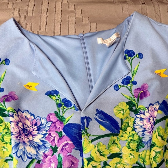 London Times Woman Dress sz18w Blue sleeveless Floral Cottagecore Romantic - Picture 5 of 7
